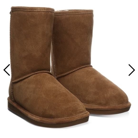 Girl’s Bearpaw Boots Size 3 Brown Youth tall Cow Suede upper/Wool Blend lining. - Picture 1 of 7